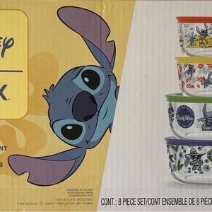 Disney Pyrex Decorated Glass Food Storage Set, Stitch Design, 8-Piece